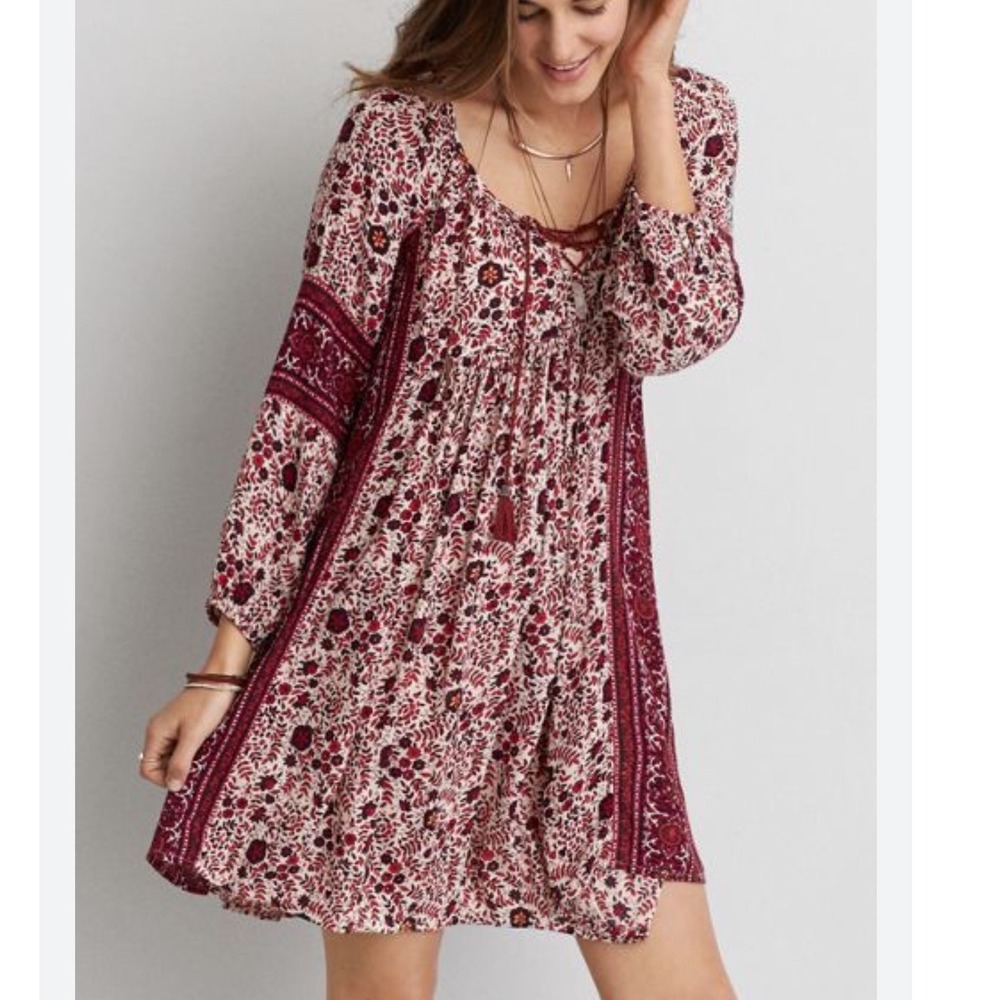 American Eagle Boho Babydoll Mini Dress